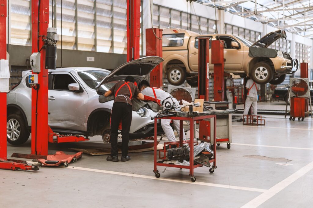interior of automotive garage